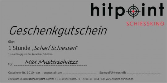 Geschenkgutschein des Hitpoint Schießkinos